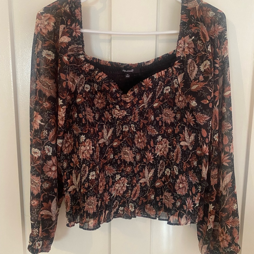 Madewell dark floral blouse size XL